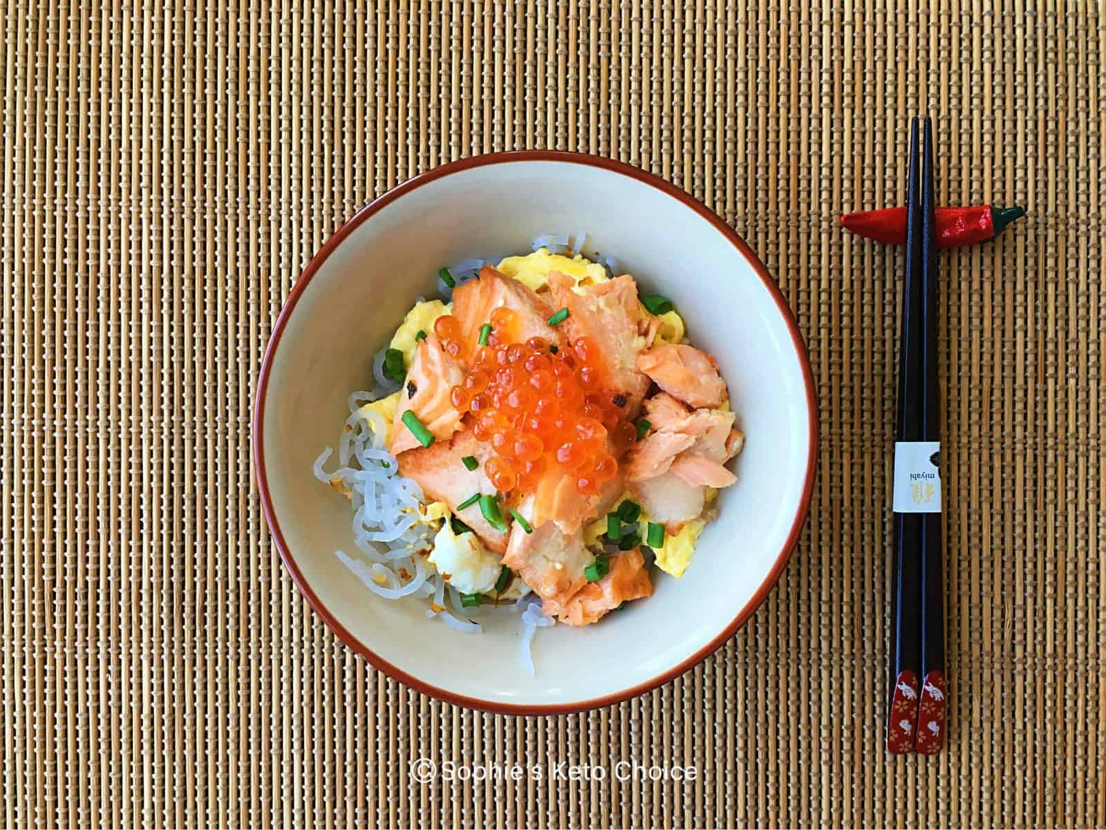 鮭魚親子蒟蒻丼