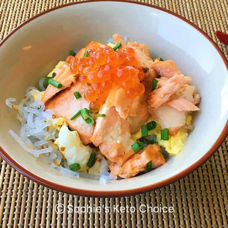 鮭魚親子蒟蒻丼 Salmon Ikura Don 鮭いくら丼 – 健康低卡高纖日式料理