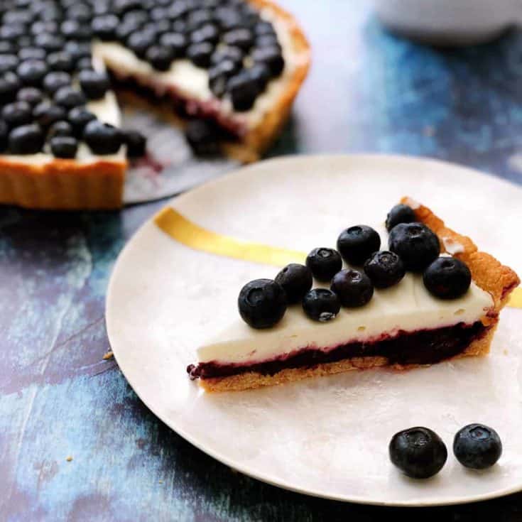[生酮甜點] 藍莓優格乳酪塔 Blueberry Yogurt Cheese Tart- 免烤內餡、簡易生酮塔皮