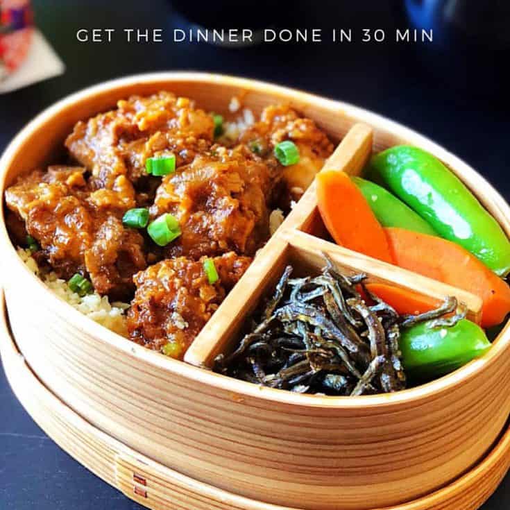 生酮便當食譜 特輯 (三)- 蕃茄醬燒排骨、豌豆胡蘿蔔、蜜汁小魚乾