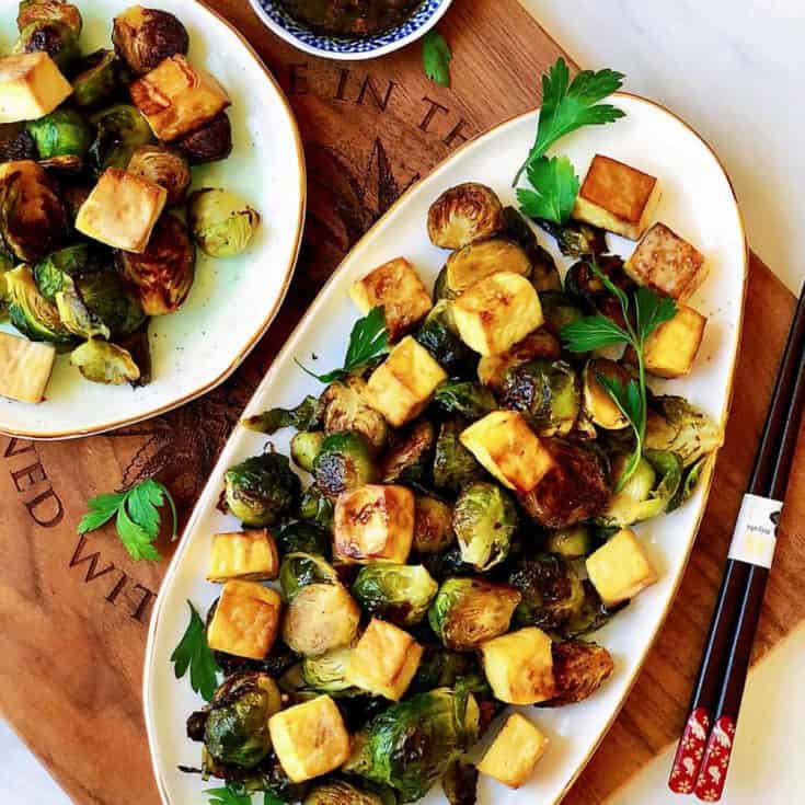 烤球芽甘藍 &烤香脆豆腐 &無糖糖醋芝麻醬-素食-一烤兩吃低醣減醣