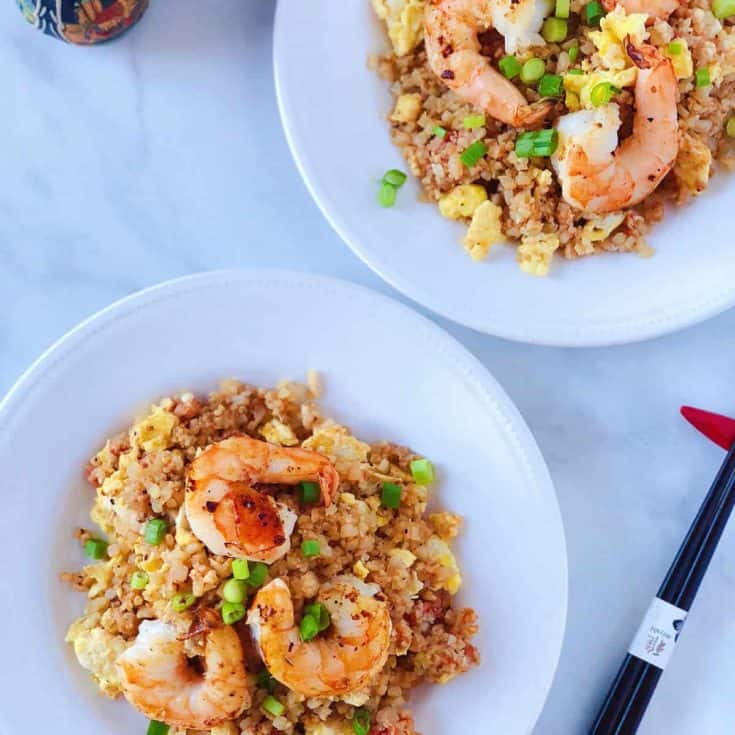 蝦仁蕃茄蛋炒花椰菜飯 -低碳生酮-意想不到的好吃！高纖超有飽足感！