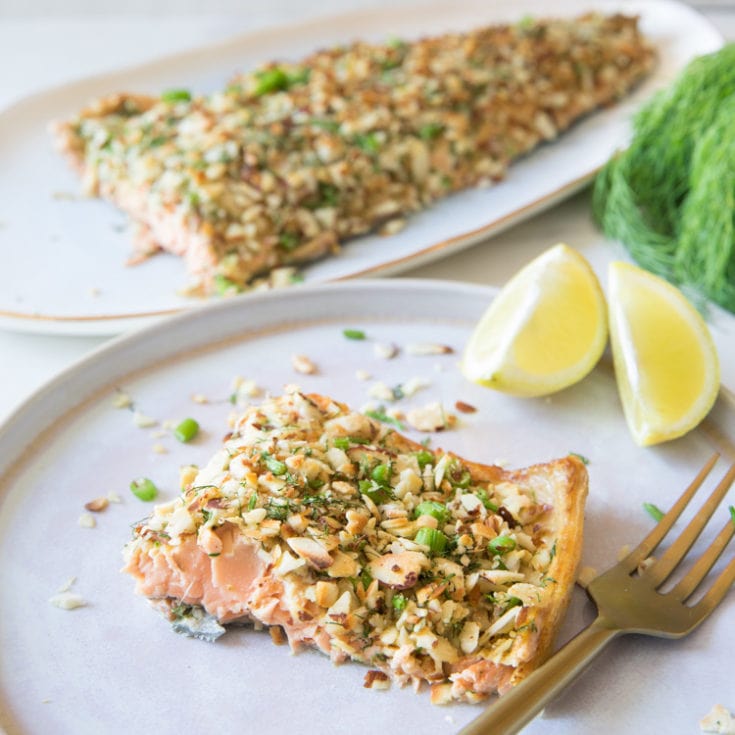 杏仁脆片烤鮭魚 -4樣材料、15分鐘華麗上桌-零失敗簡單又大器