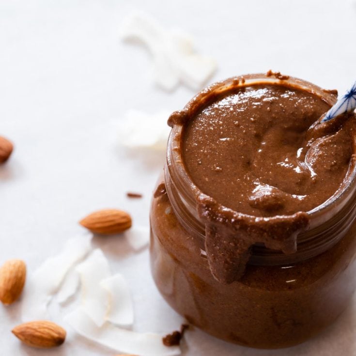 自製無糖巧克力椰子杏仁醬 -creamy抹醬勝過Nutella！自製堅果醬超簡單！