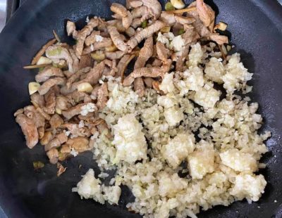 蠔油肉絲蛋炒花椰菜飯
